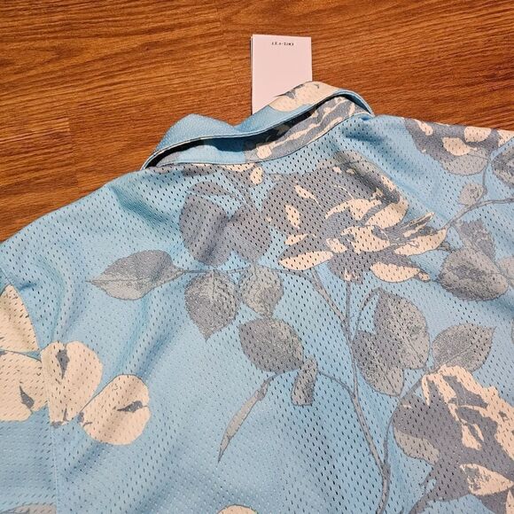 Nike Rose City Mesh Button-Up Shirt Dri-Fit Floral Men's Medium Blue FJ1650-499 - Picture 10 of 12